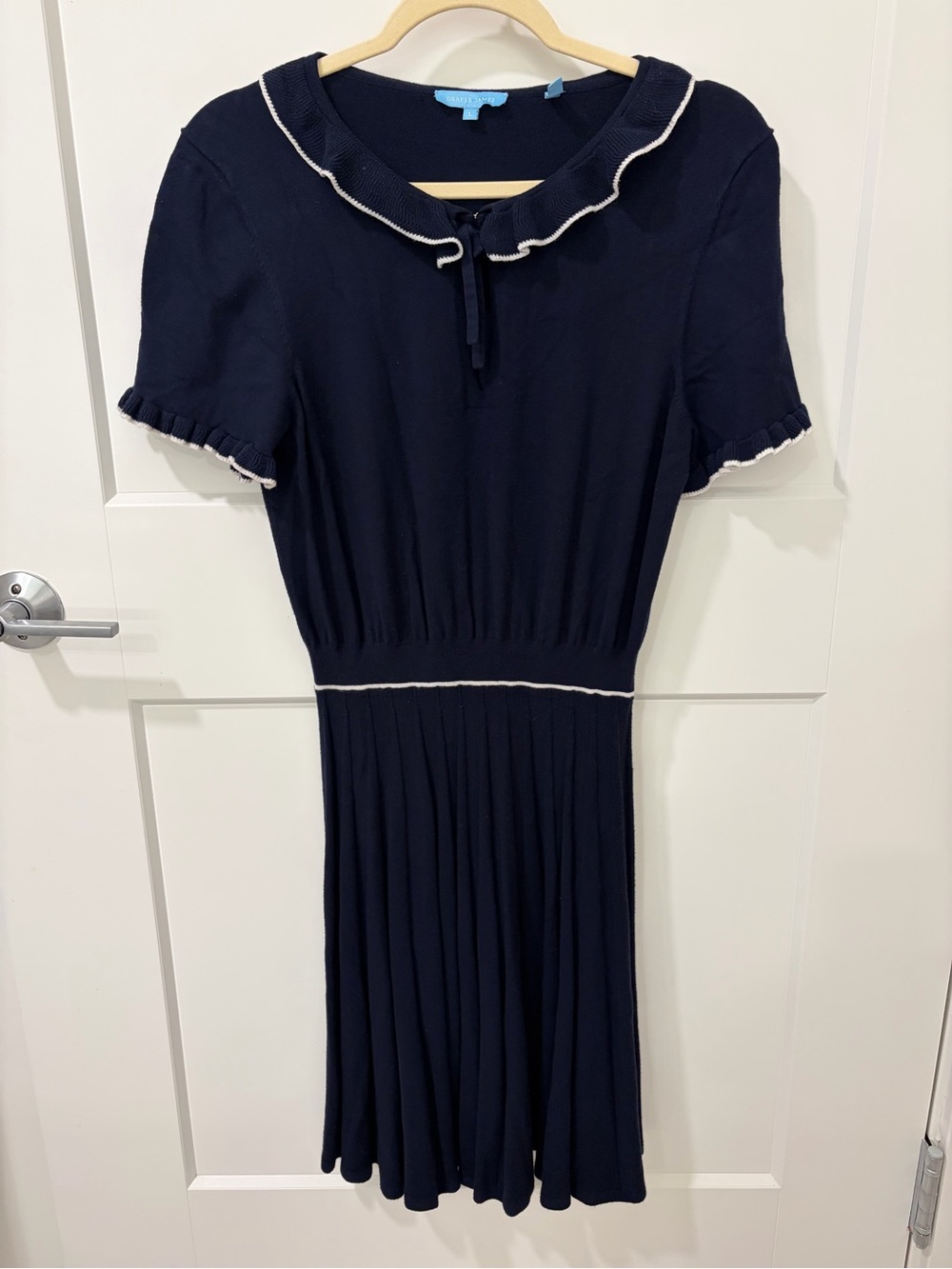 Draper James Navy Knit Mini Dress with White Trim